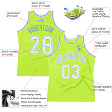 Charger l&#39;image dans la galerie, Custom Neon Green White-Light Blue Authentic Throwback Basketball Jersey
