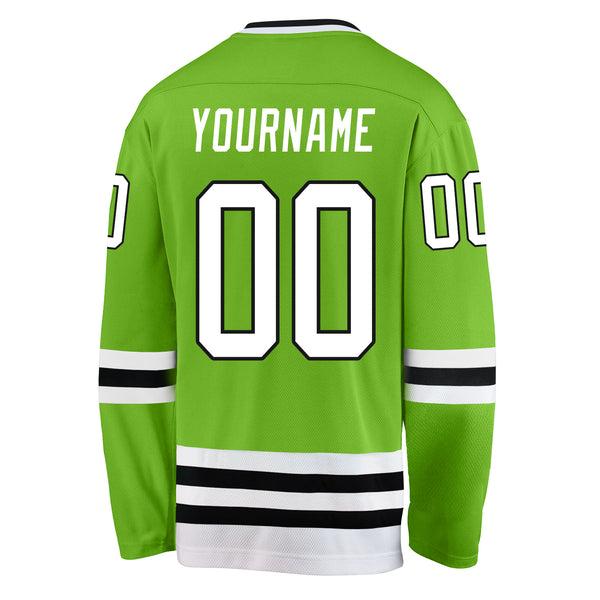 Cheap Custom Neon Green White Black Hockey Jersey Free Shipping CustomJerseysPro