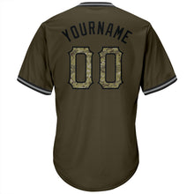 Laden Sie das Bild in den Galerie-Viewer, Custom Olive Camo-Black Authentic Throwback Rib-Knit Salute To Service Baseball Jersey Shirt
