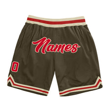 Charger l&#39;image dans la galerie, Custom Olive Red-Cream Authentic Throwback Salute To Service Basketball Shorts
