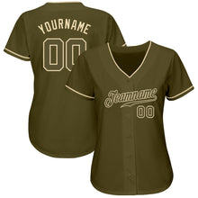 Charger l&#39;image dans la galerie, Custom Olive Olive-Cream Authentic Salute To Service Baseball Jersey
