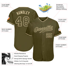 Charger l&#39;image dans la galerie, Custom Olive Olive-Cream Authentic Salute To Service Baseball Jersey
