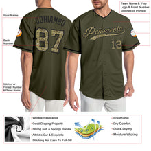 Загрузить изображение в средство просмотра галереи, Custom Olive Camo-Black Authentic Salute To Service Baseball Jersey
