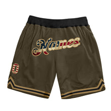 Charger l&#39;image dans la galerie, Custom Olive Vintage USA Flag-Old Gold Authentic Throwback Salute To Service Basketball Shorts
