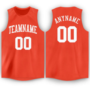 Custom Orange White Round Neck Basketball Jersey