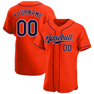 Custom Orange Navy-White Authentic Baseball Jersey