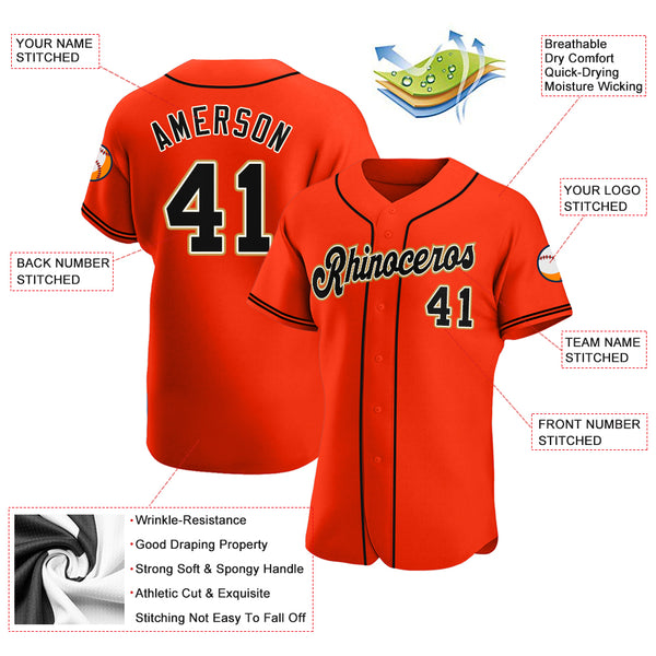 Sale Build Orange Baseball Authentic Cream Jersey Black – CustomJerseysPro