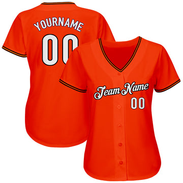 Custom Orange White-Black Authentic Baseball Jersey