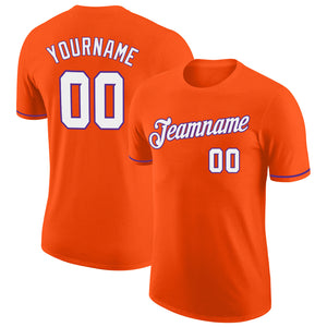 Custom Orange White-Purple Performance T-Shirt