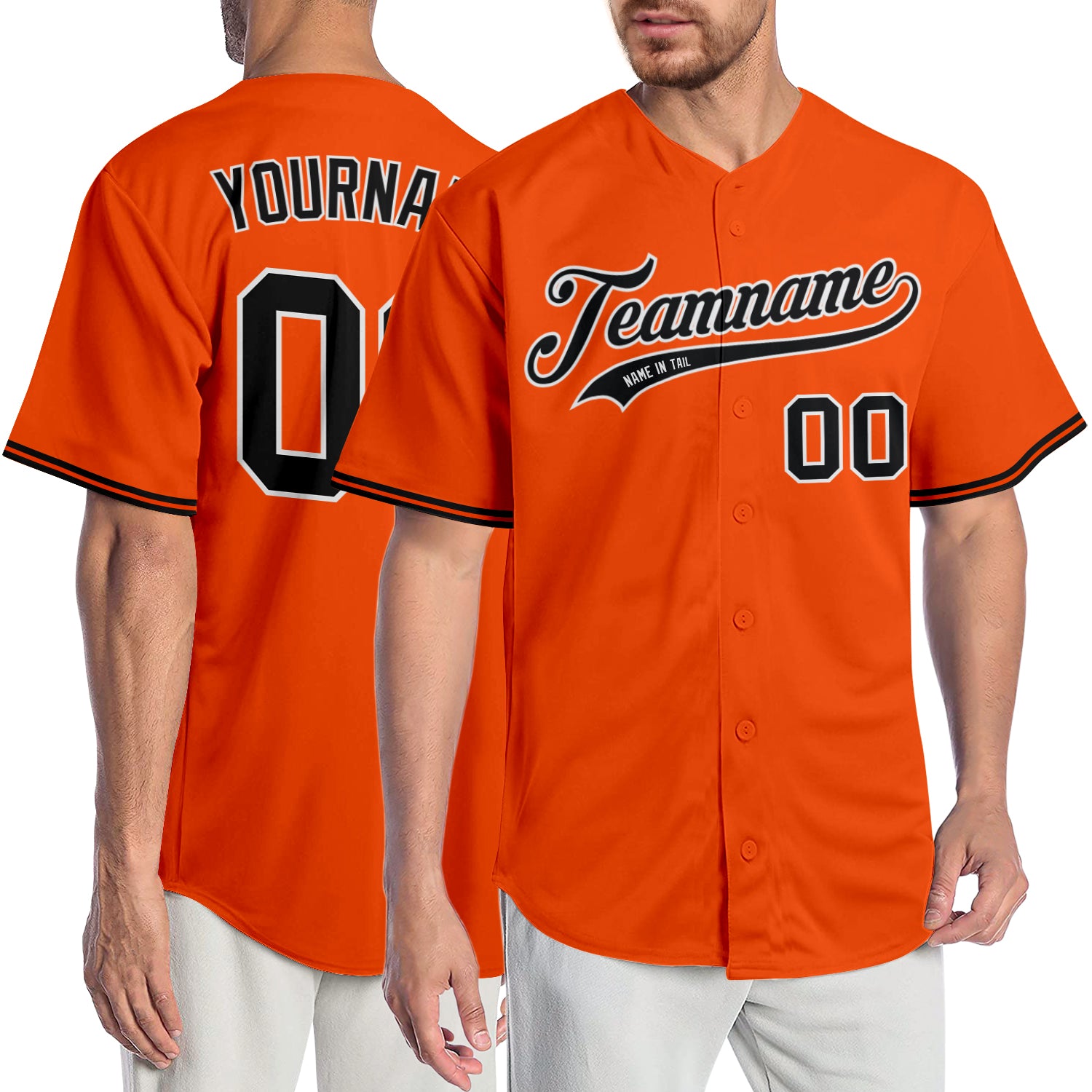 Orange Black-White CUSTOM Baseball Jersey -  Worldwide  Shipping