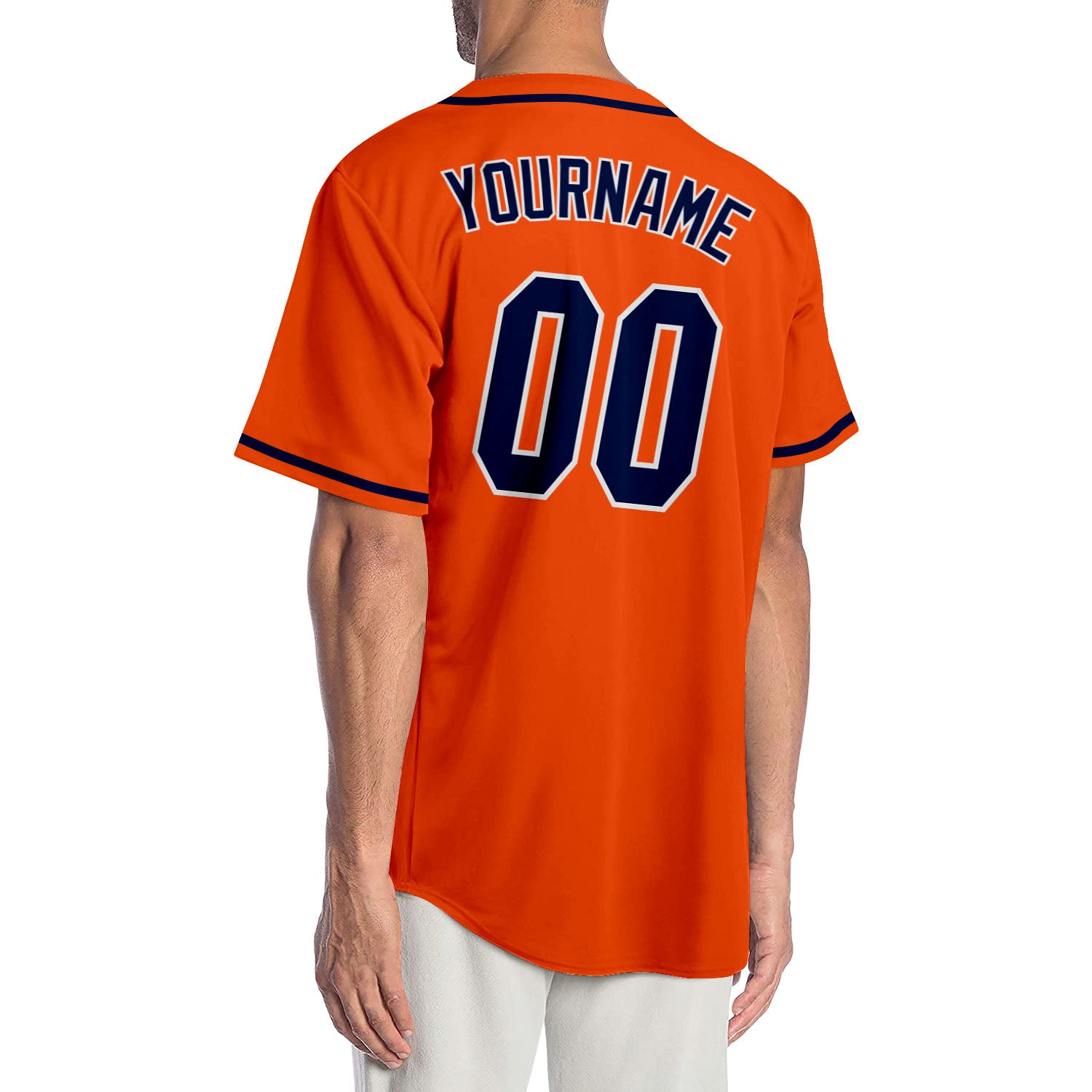 Orange Navy-White CUSTOM Baseball Jersey -  Worldwide Shipping