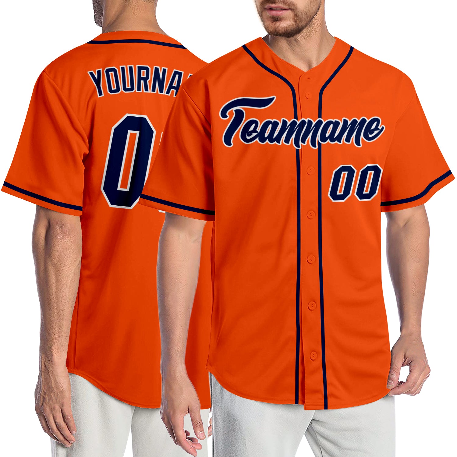 Orange Navy-White CUSTOM Baseball Jersey -  Worldwide Shipping