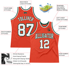Load image into Gallery viewer, Custom Orange White-Green Authentic Throwback Basketball Jersey
