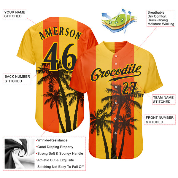 Cheap Custom Gold Black-Orange Authentic Fade Fashion Baseball Jersey Free  Shipping – CustomJerseysPro