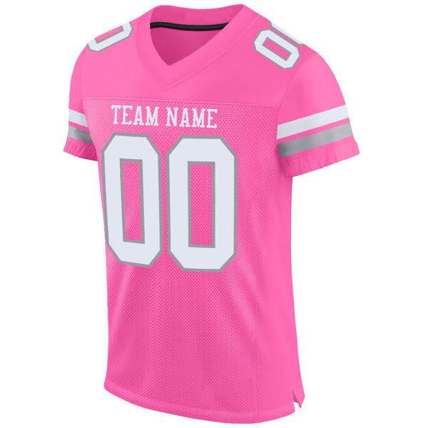 Custom Pink White-Light Gray Mesh Authentic Football Jersey Football  Authentic Mesh – CustomJerseysPro