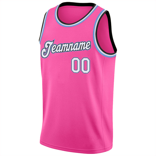 Sale Build Pink Basketball White Rib-Knit Jersey Light Blue –  CustomJerseysPro