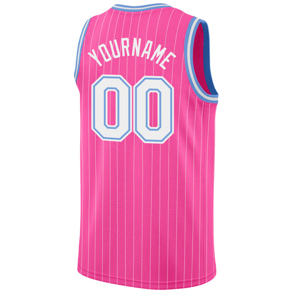 Cheap Custom Red White Pinstripe White-Light Blue Authentic Basketball  Jersey Free Shipping – CustomJerseysPro