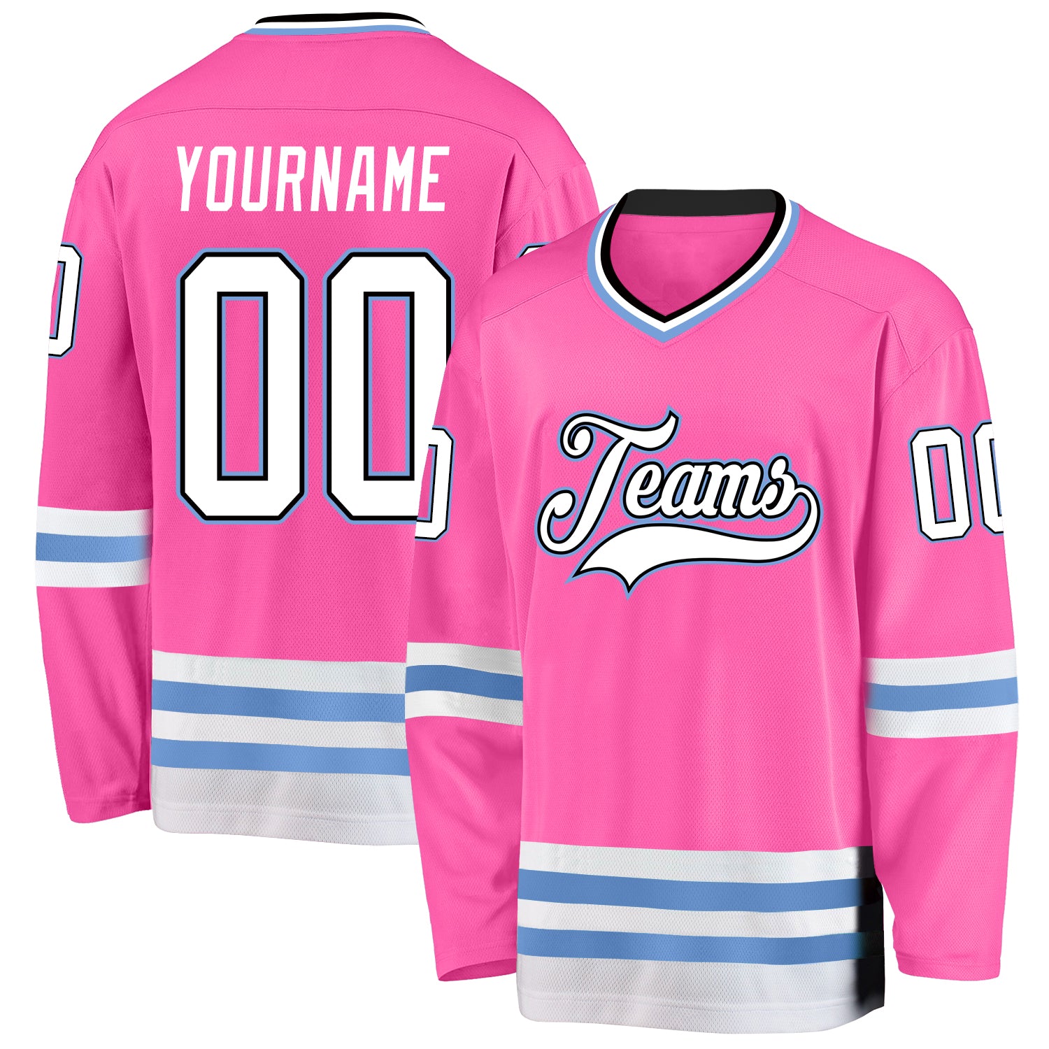 Custom Light Blue Pink-White Hockey Jersey Discount