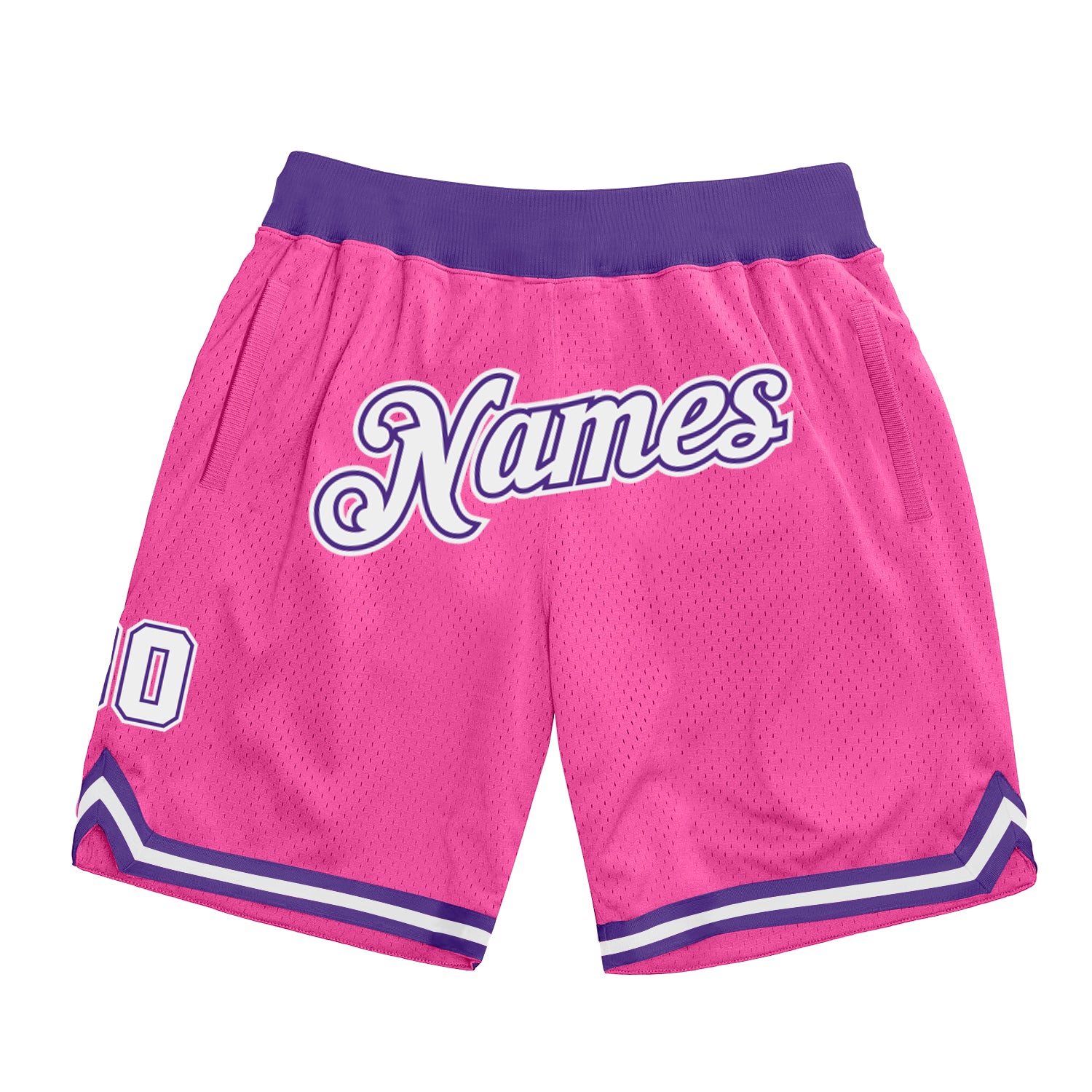 Custom Pink White-Purple Authentic Throwback Basketball Jersey