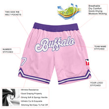 Load image into Gallery viewer, Custom Light Pink White-Purple Authentic Throwback Basketball Shorts
