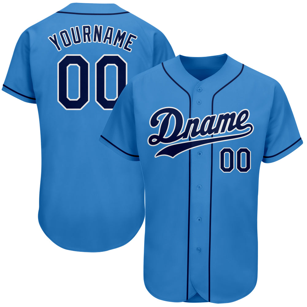 Custom Powder Blue Navy-White Baseball Jersey – CustomJerseysPro