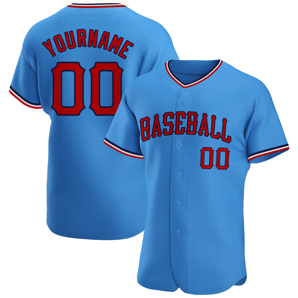 Sale Build Navy Baseball Authentic Powder Blue Jersey Red – CustomJerseysPro