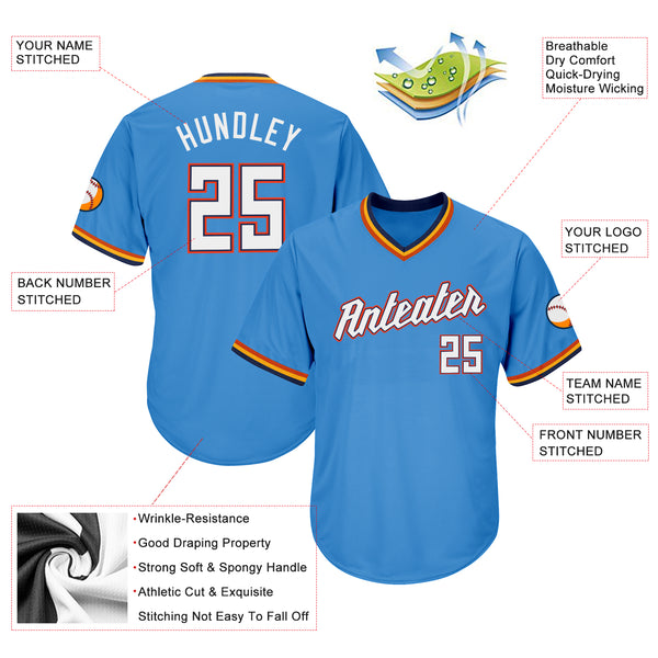 Sale Build Orange Baseball Authentic Powder Blue Throwback Shirt White –  CustomJerseysPro