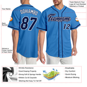 Custom Powder Blue Navy-White Authentic Baseball Jersey