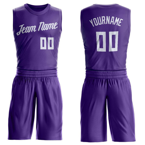 Custom Purple White Round Neck Suit Basketball Jersey Men's Size:2XL