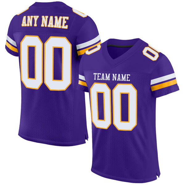 Custom Purple White-Gold Mesh Authentic Football Jersey Football Authentic  Mesh – CustomJerseysPro