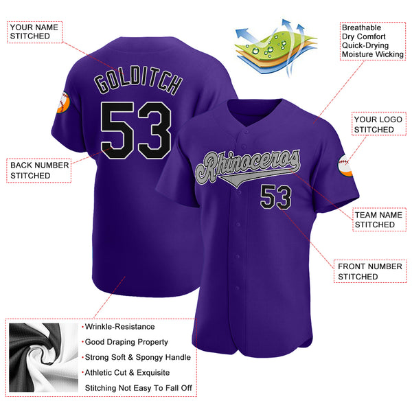 Sale Build Black Baseball Authentic Gray Jersey Purple – CustomJerseysPro