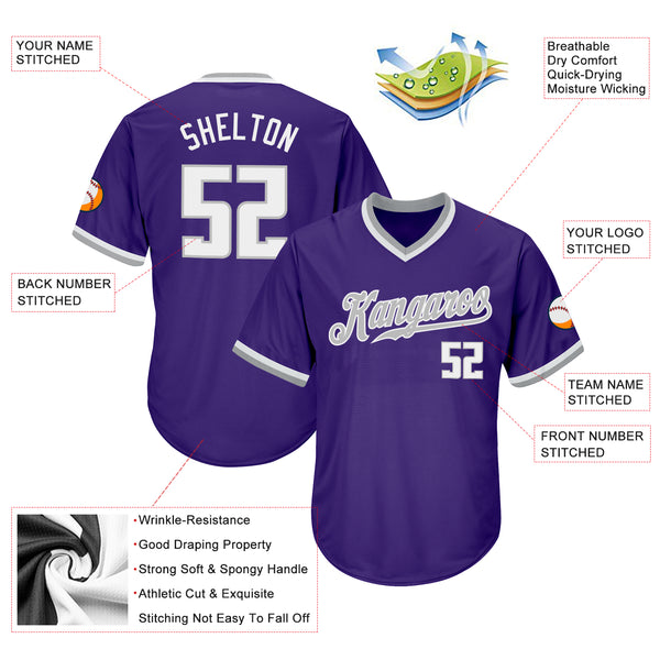 Sale Build Purple Baseball Authentic Gray Throwback Shirt White