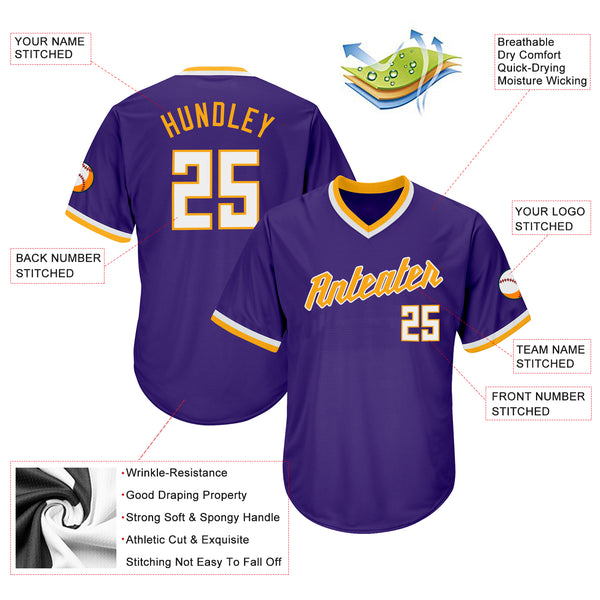 Sale Build Gold Baseball Authentic Purple Jersey White – CustomJerseysPro