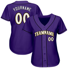 Load image into Gallery viewer, Custom Purple White-Old Gold Authentic Baseball Jersey
