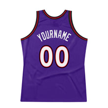 Load image into Gallery viewer, Custom Purple White-Red Authentic Throwback Basketball Jersey
