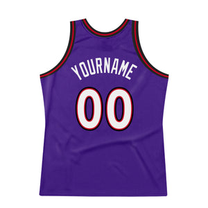 Custom Purple White-Red Authentic Throwback Basketball Jersey