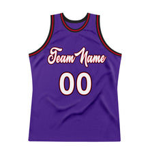 Load image into Gallery viewer, Custom Purple White-Red Authentic Throwback Basketball Jersey
