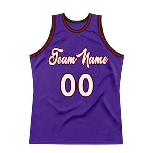 Custom Purple White-Red Authentic Throwback Basketball Jersey