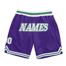 Charger l&#39;image dans la galerie, Custom Purple White-Kelly Green Authentic Throwback Basketball Shorts
