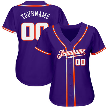 Custom Purple White-Orange Authentic Baseball Jersey