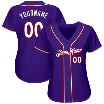 Custom Purple White-Red Authentic Baseball Jersey