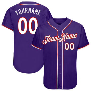 Custom Purple White-Red Authentic Baseball Jersey