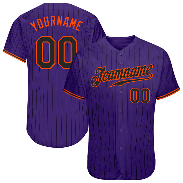 Custom Orange Black Pinstripe Purple-Black Authentic Baseball