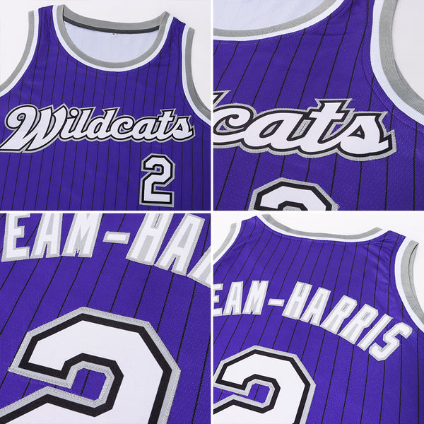 Cheap Custom Purple Black Pinstripe White-Gray Authentic Basketball Jersey  Free Shipping – CustomJerseysPro