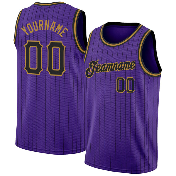 Custom Purple Black Pinstripe Black-Old Gold Authentic Basketball Jersey  Fast Shipping – FiitgCustom