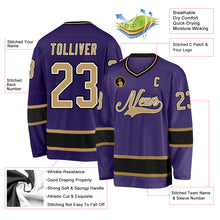 Charger l&#39;image dans la galerie, Custom Purple Old Gold-Black Hockey Jersey
