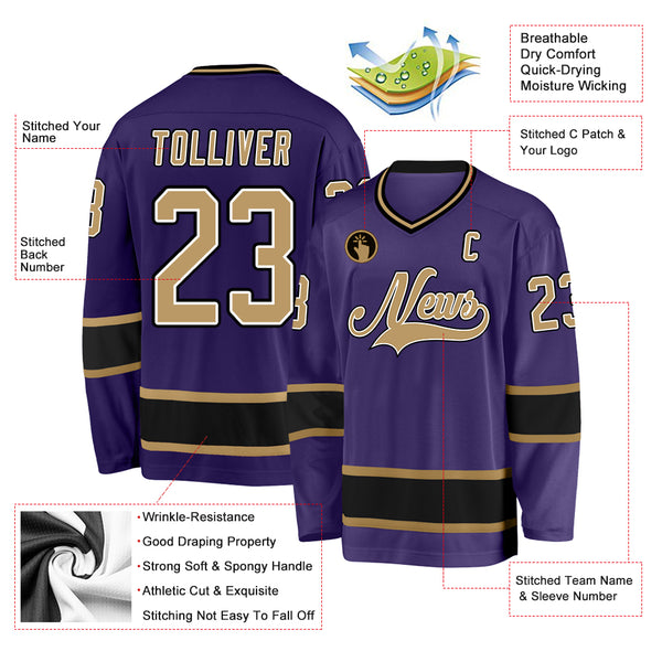 Cheap Custom Purple Black-Old Gold Hockey Jersey Free Shipping –  CustomJerseysPro