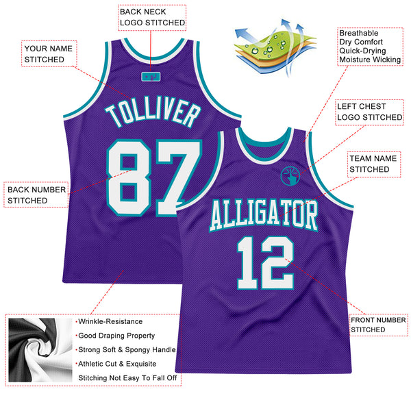 Cheap Custom White Purple-Teal Authentic Throwback Basketball Jersey Free  Shipping – CustomJerseysPro