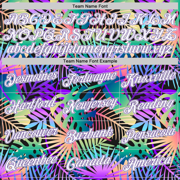 Custom Purple White-Purple 3D Pattern Design Tropical Plants