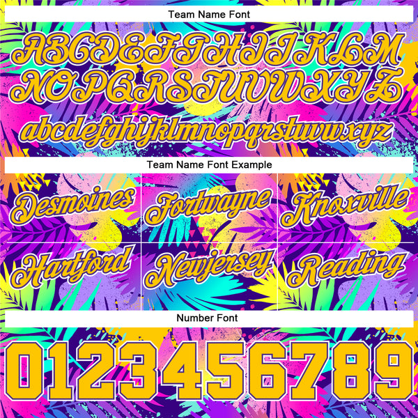 Custom Purple Gold-White 3D Pattern Design Tropical Plants